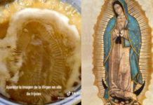 Aseguran aparición de la Virgen de Guadalupe en olla de frijoles