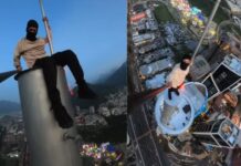 Video viral muestra arriesgada escalada en torre de San Pedro